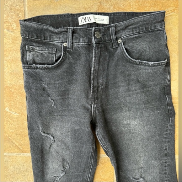 ZARA WOMENS WASHED BLACK DESTROYED SKINNY JEANS SIZE 30 - Picture 6 of 8